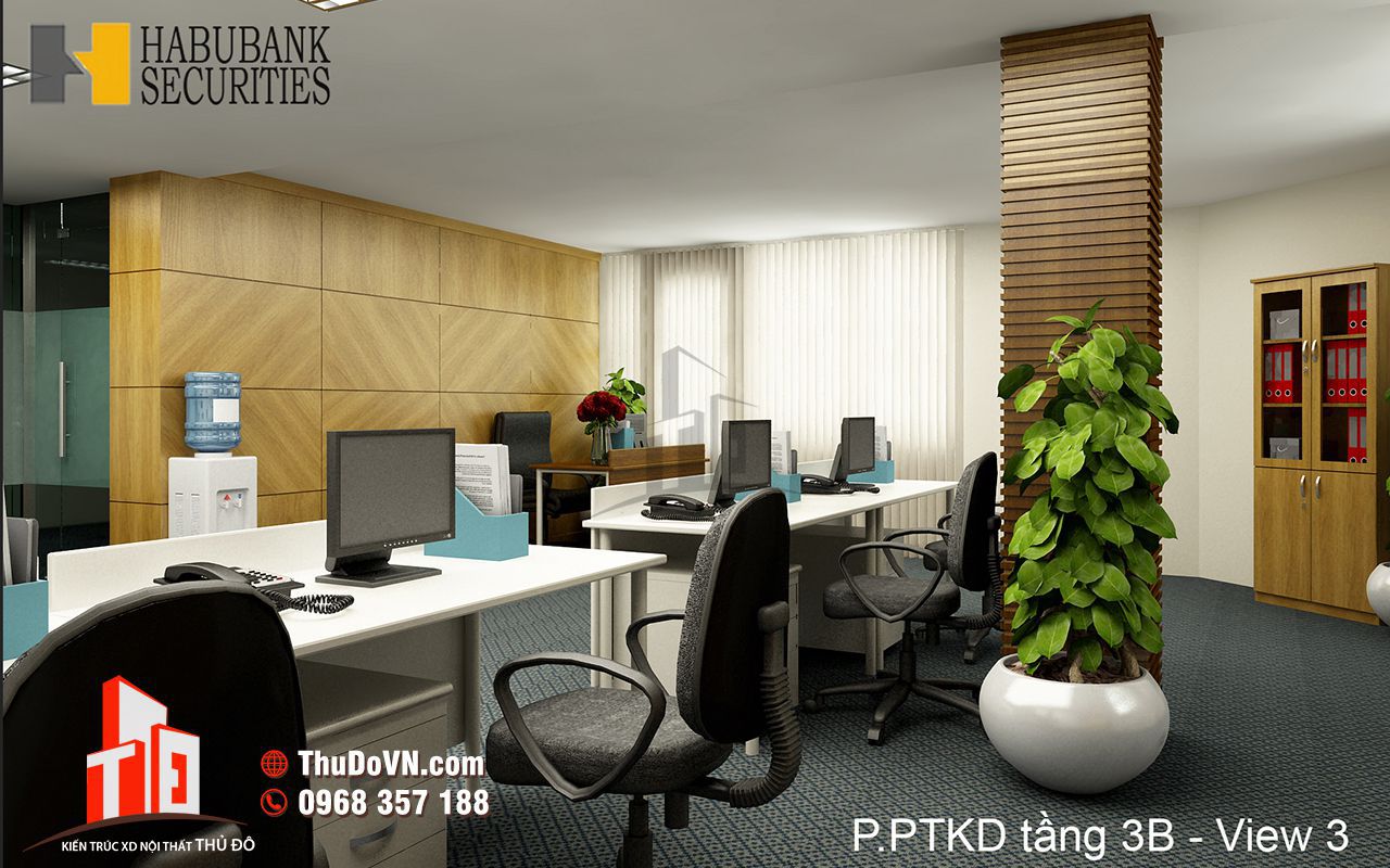 Thiết kế nội thất phòng làm việc Habubank Securities