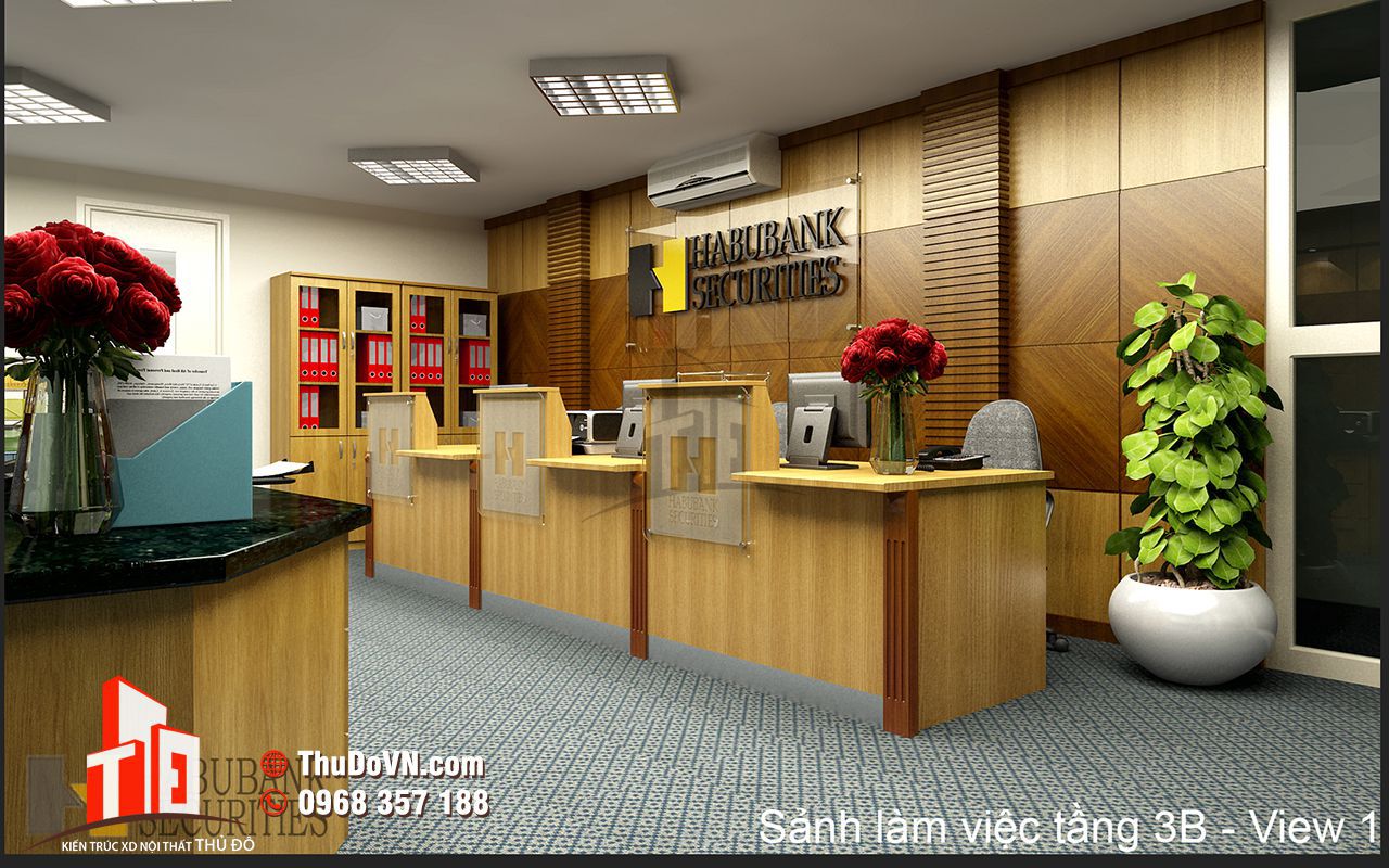 Thiết kế nội thất phòng làm việc Habubank Securities