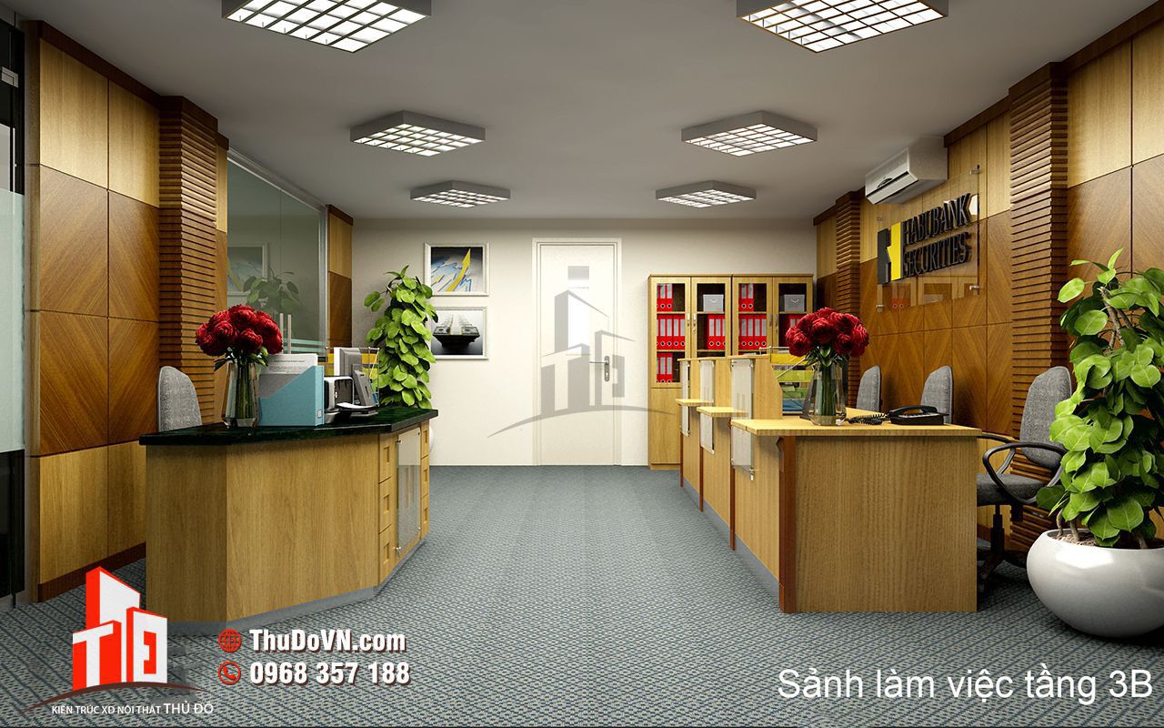 Thiết kế nội thất phòng làm việc Habubank Securities