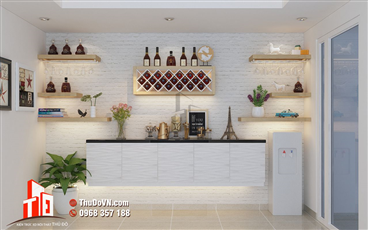 Thi công nội thất quầy rượu gia đình